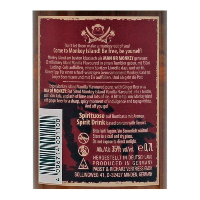 Monkey Island Vanilla 0,7 L 35% vol Monkey Island Vanilla 0,7 L 35% vol